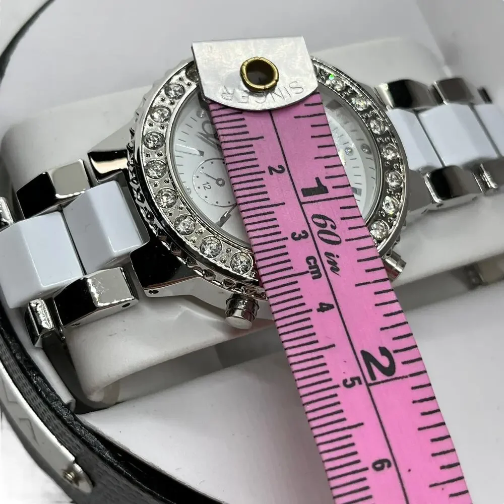 Geneva Watch Silver White Rhinestone Women's In Box No Papers, but Attached